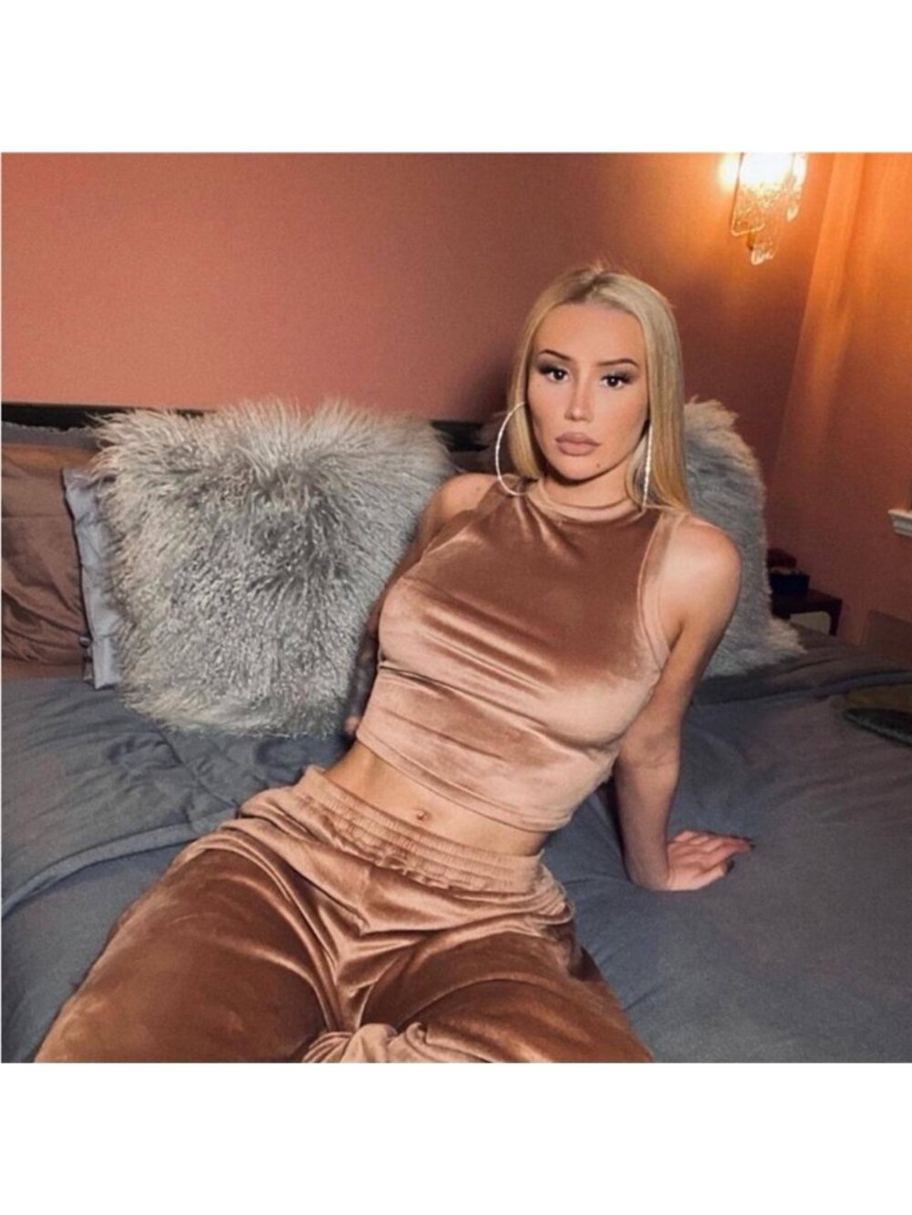 SKIMS Velour Crewneck Tank In Sienna Size L